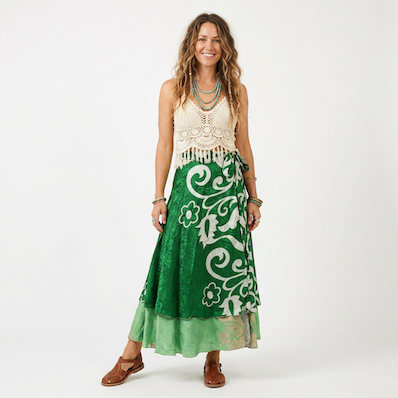 Sari Wrap Skirt - 2 Level (Full Length)